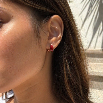 Burgundy Triangle Statement Earrings