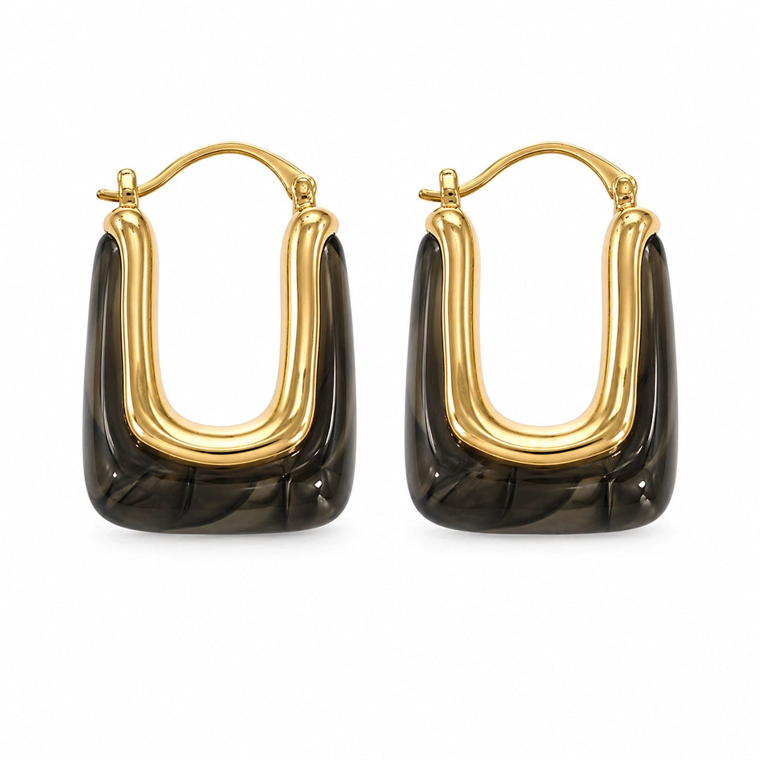 Sculpted Marble U-Hoop Earrings