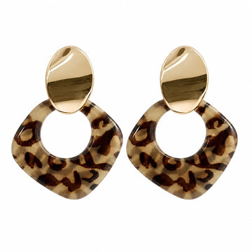 Leopard Print Geometric Statement Earrings
