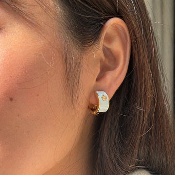 Powder Blue Floral Accent Hoop Earrings