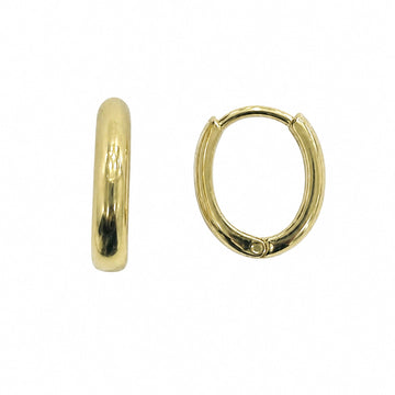 Classic Oval Gold Huggie Hoop Earrings
