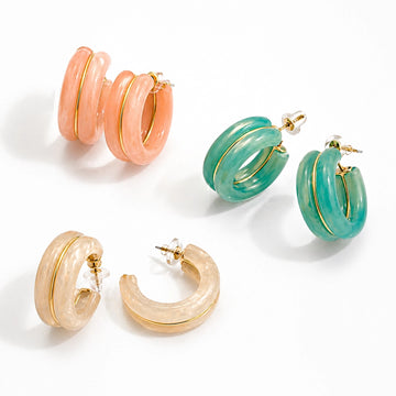 Marble Glow Chunky Hoop Earrings