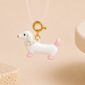 White Pearl Pup Anti-Tarnish 3DCharm