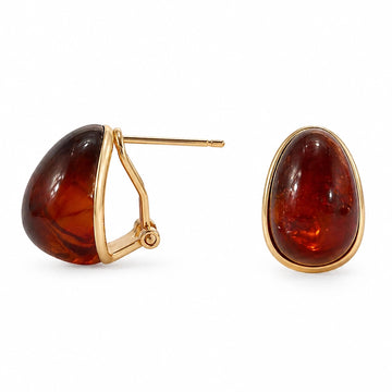 Amber Glow Teardrop Stud Earrings
