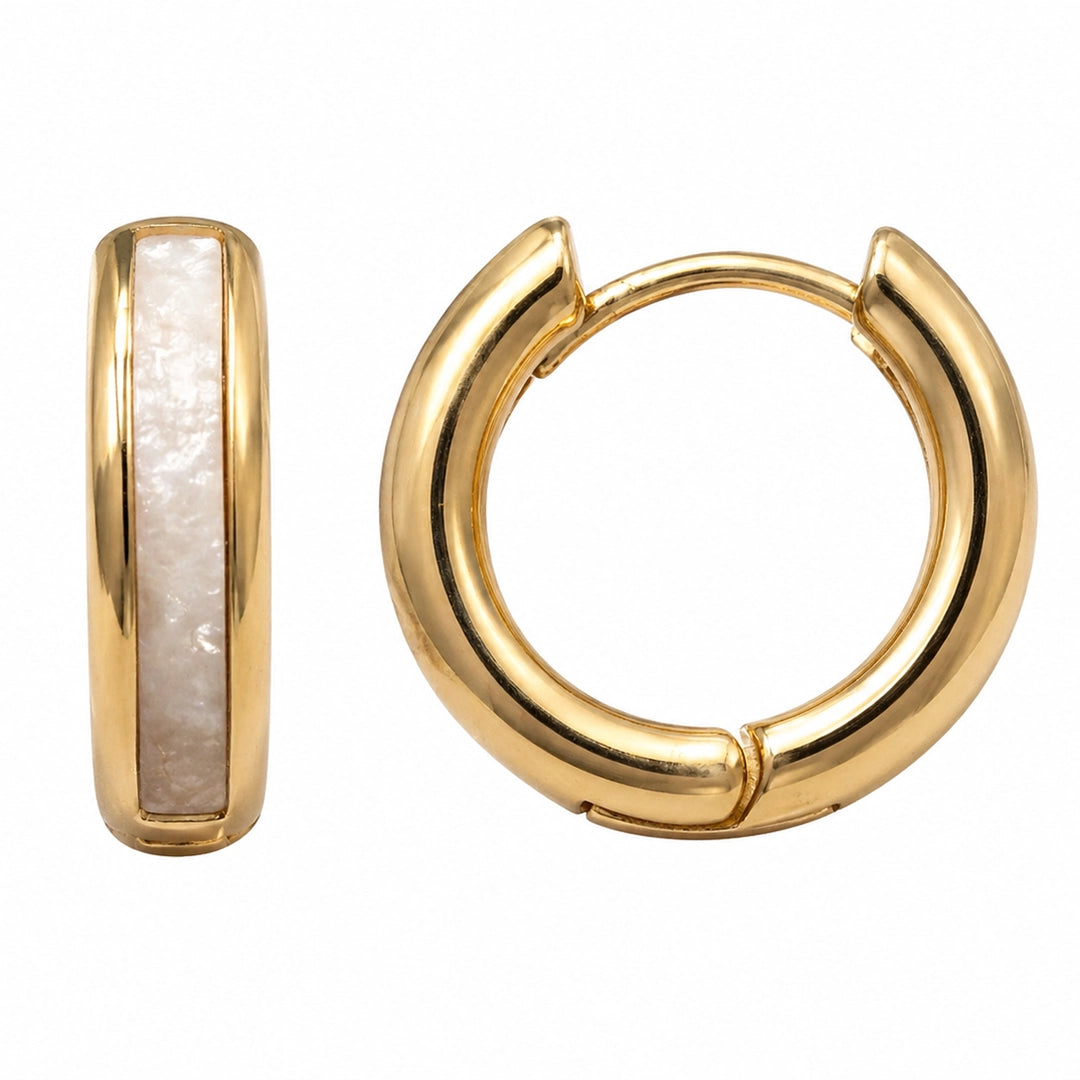Pearl White Classic Huggie Hoops