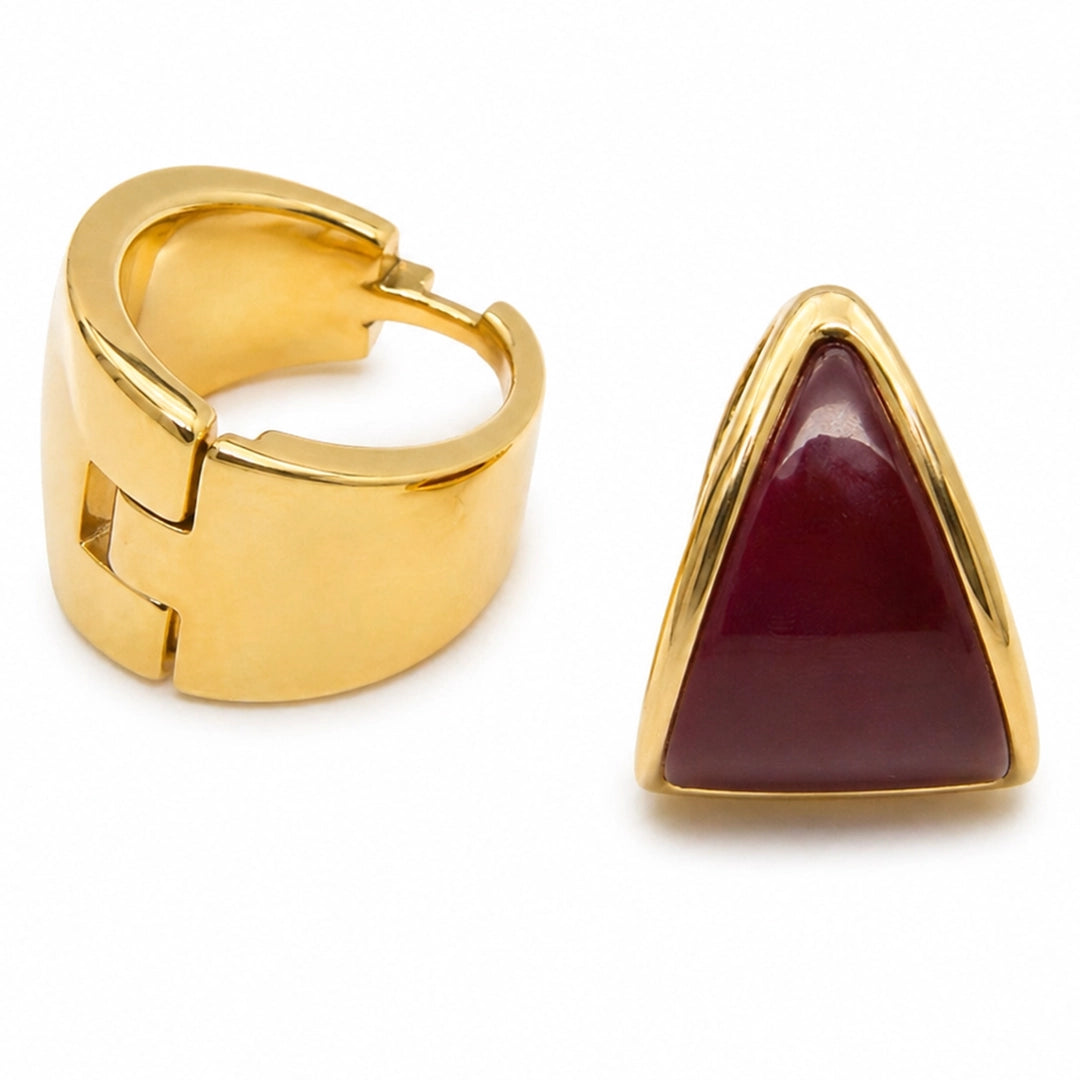 Burgundy Triangle Statement Earrings