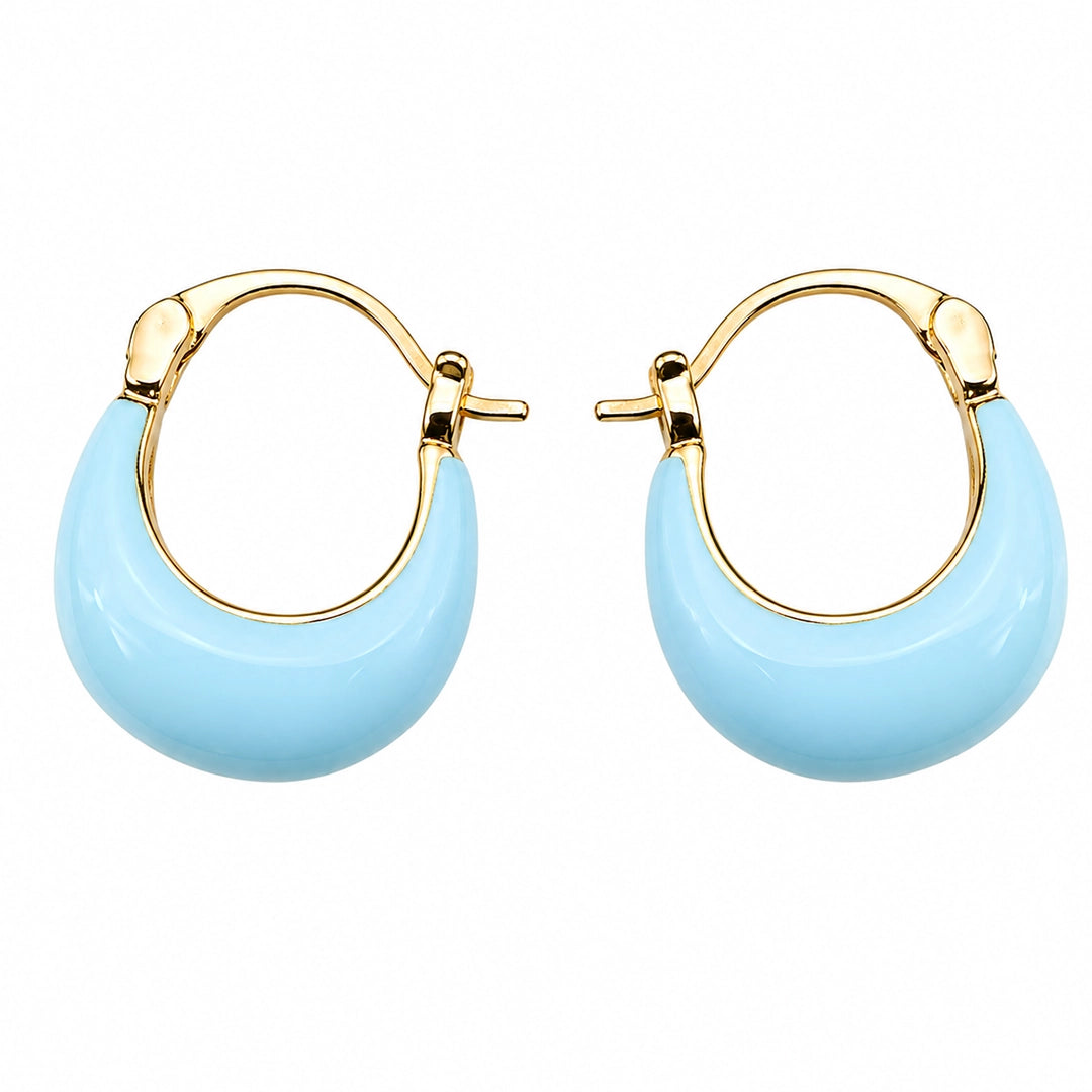 Sky Blue Dome Hoop Earrings
