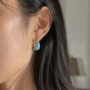 Sky Blue Dome Hoop Earrings