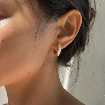 Pearl White Classic Huggie Hoops