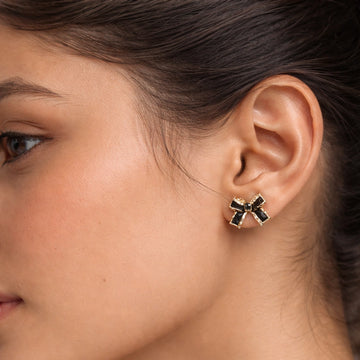Black Bow Stud Earrings