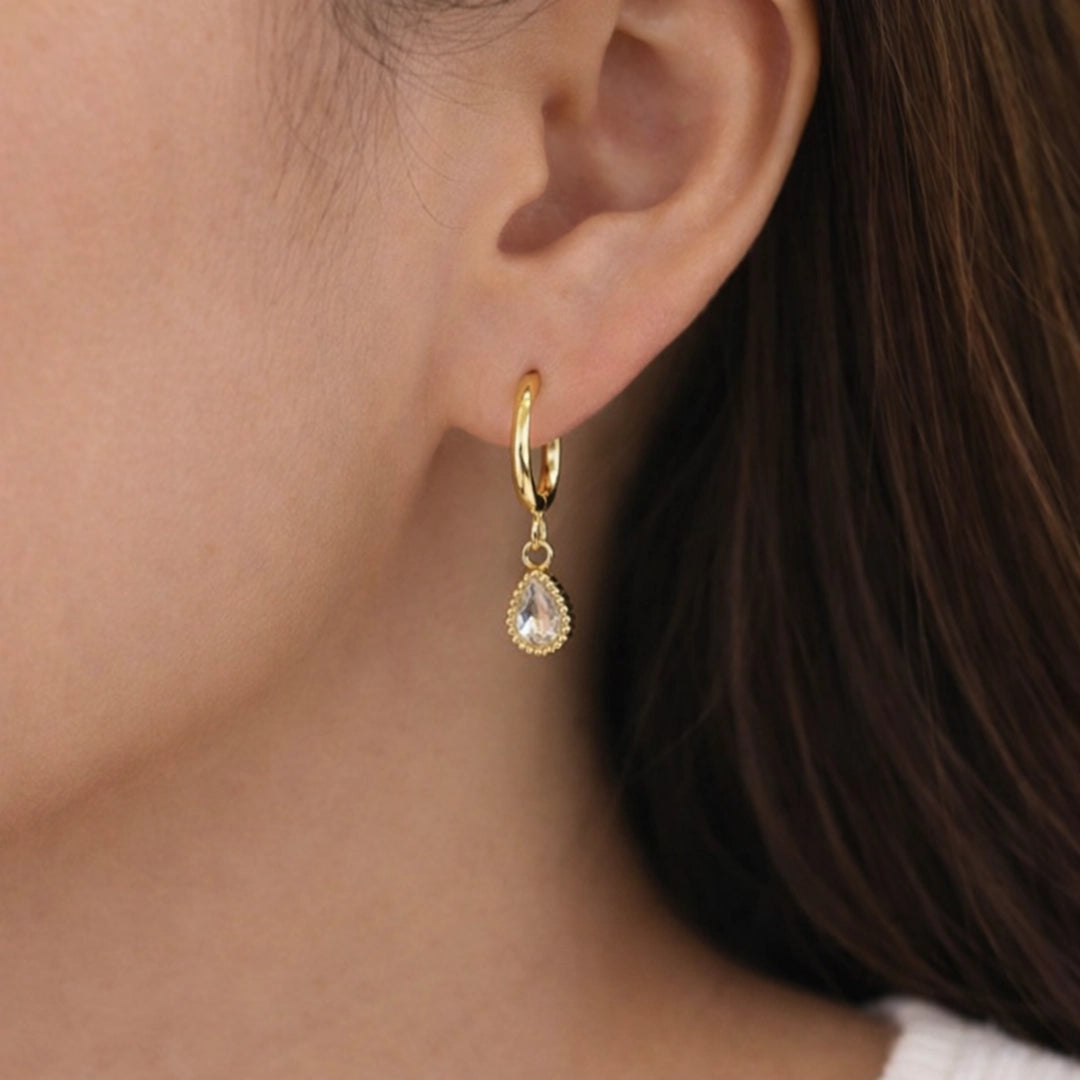 Pear Drop Huggie Earrings