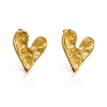 Molten Heart Gold Stud Earrings