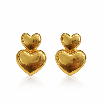 Double Heart Statement Earrings