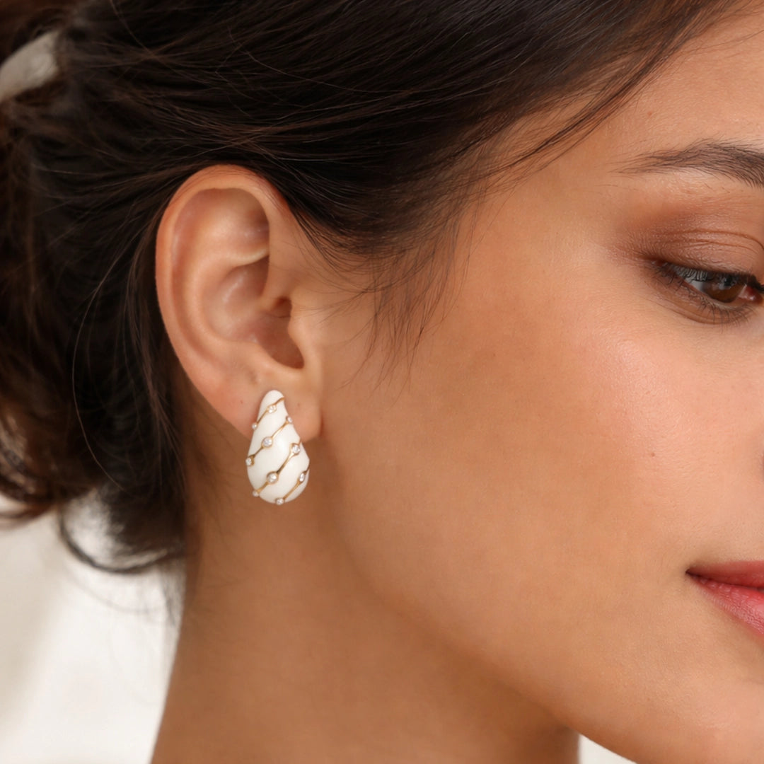 Ivory Luxe Wave Stud Earrings