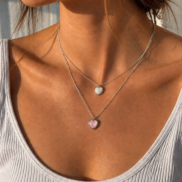 Silver Heart Glow Necklace