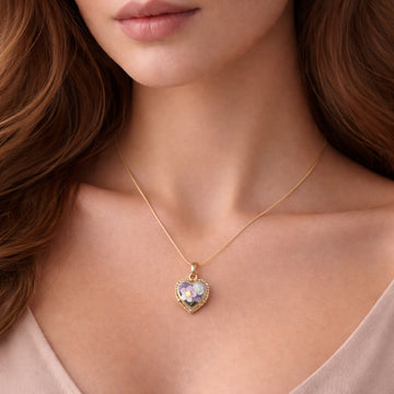 Heart Bloom Enamel Pendant Necklace
