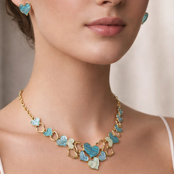 Ocean Gleam Heart Necklace Set