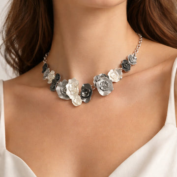 Silver Bloom Floral Necklace