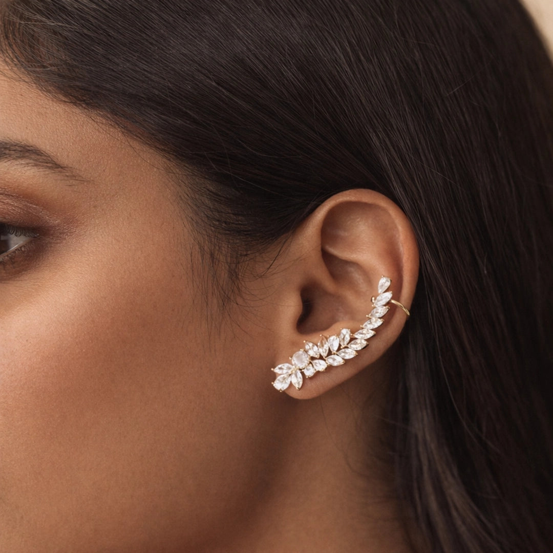 Crystal Leaf Ear Cuff Climber