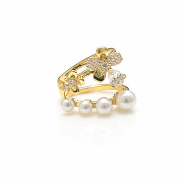 Floral Pearl Dual-Band Earcuff