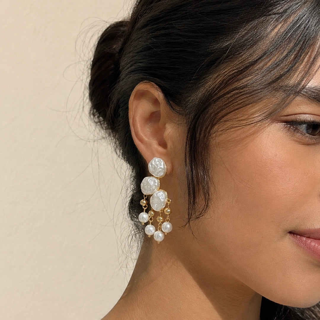 Pearl Cascade Statement Drop Earrings