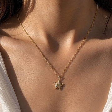 Crystal Starfish Pendant Necklace