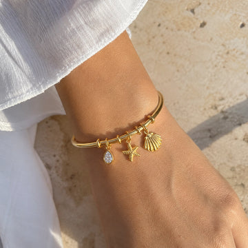 Golden Seashell Charm Bangle - Size 2'6 - 2'10