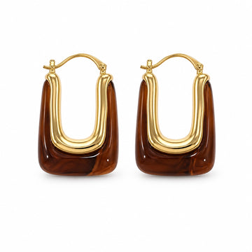 Sculpted Marble U-Hoop Earrings