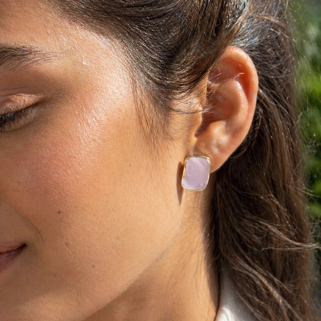 Lavender Rectangle Stud Earrings