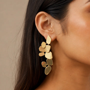 Golden Pebble Cascade Earrings
