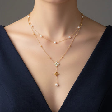 Ivory Clover Layer Necklace