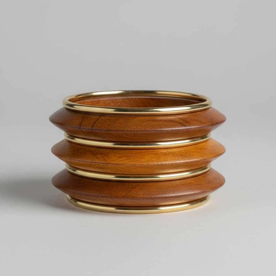 Sienna Wood Small Size Bangle Stack of 7