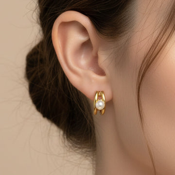 Solace Pearl Huggie Earrings