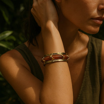 Golden Heartwood Small Size Bangle Stack of 5