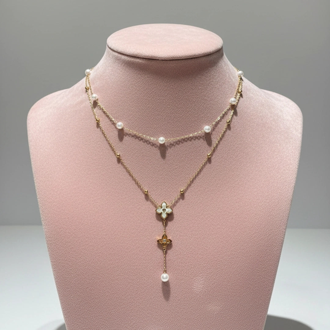 Ivory Clover Layer Necklace
