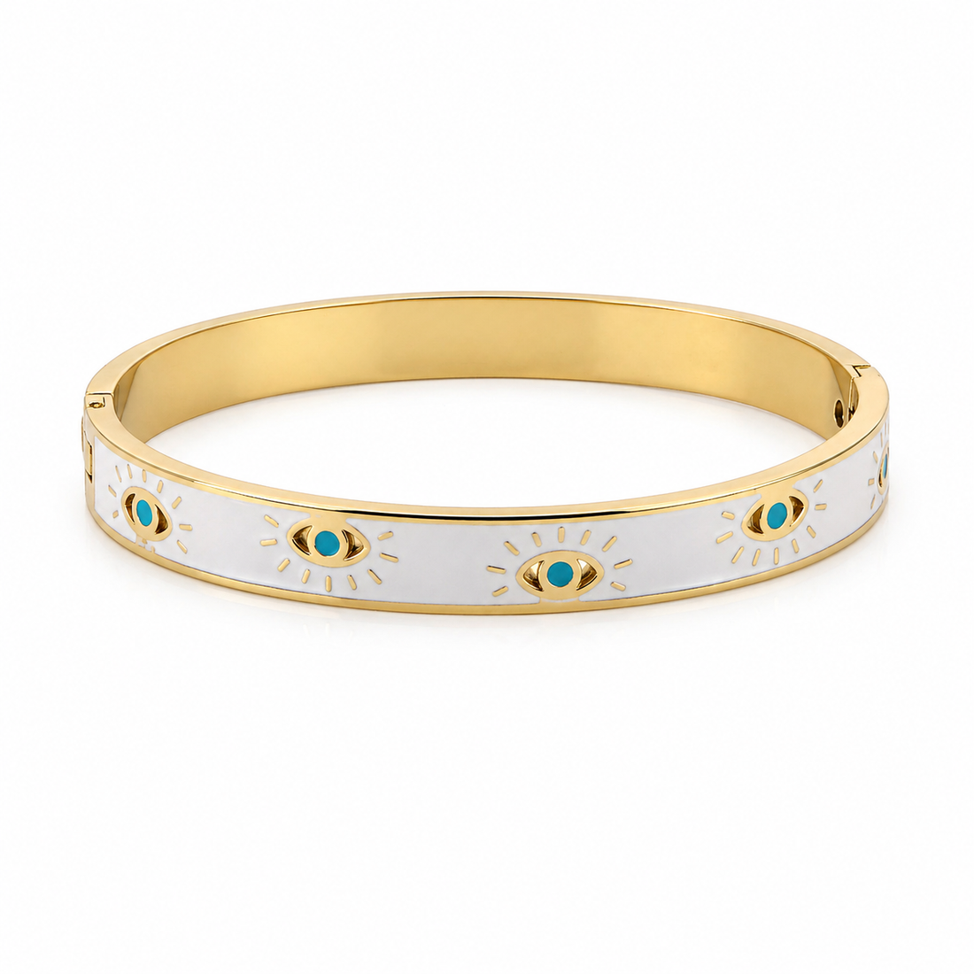 White Evil Eye Enamel Kada - Size 2'6 - 2'10