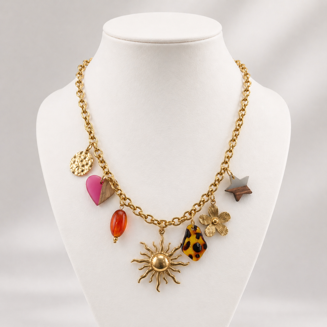 Boho Sun Charm Statement Necklace