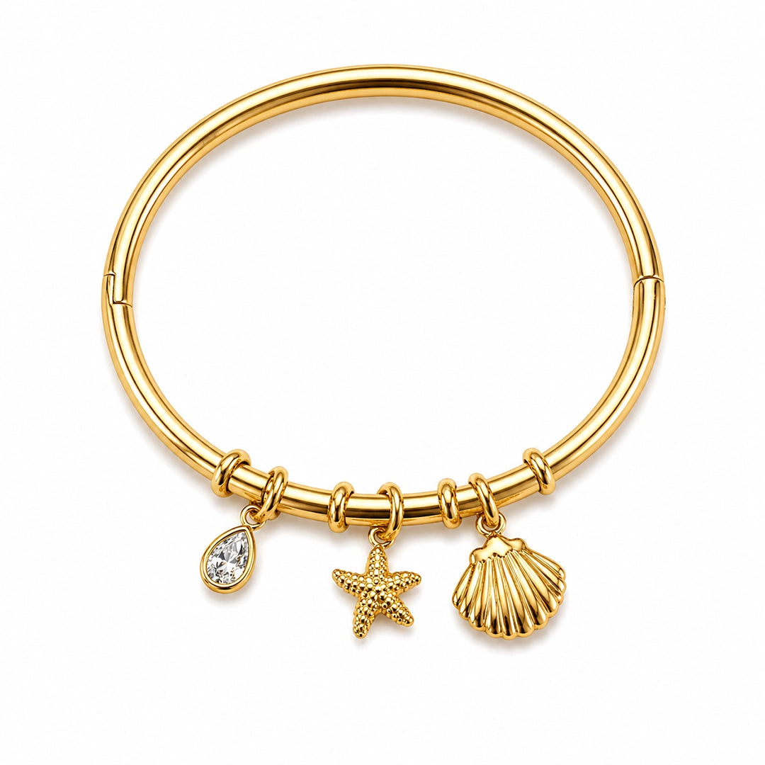 Golden Seashell Charm Bangle - Size 2'6 - 2'10