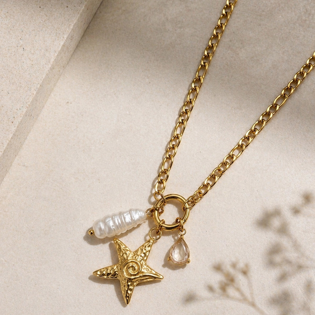 Ocean Charm Cluster Necklace