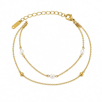 Pearl Glow Double Chain Bracelet