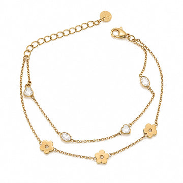 Floral Crystal Double Layer Bracelet