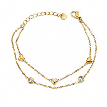 Minimal Heart Layer Bracelet