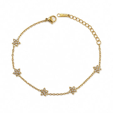 Crystal Flower Charm Bracelet