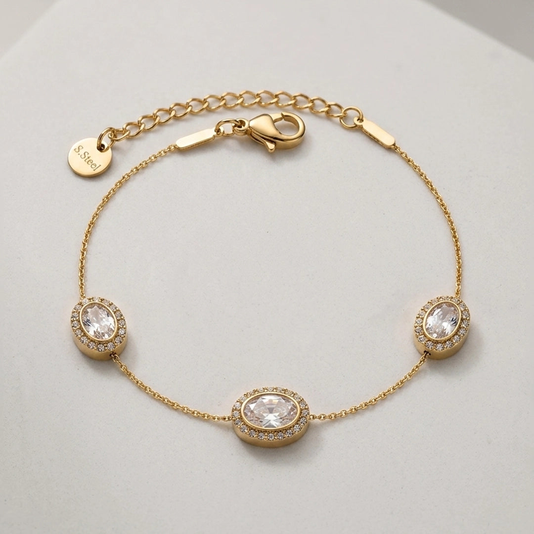 Oval Halo Crystal Bracelet