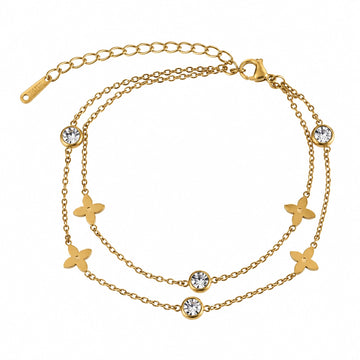 Double Layer Floral Crystal Bracelet