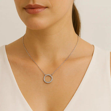 Zircon Circle Pendant Necklace