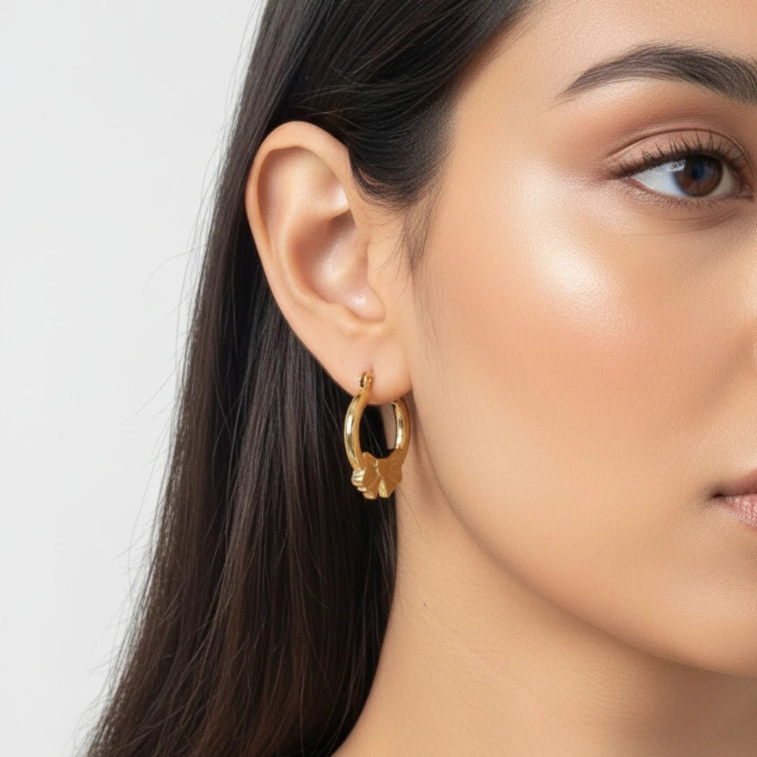 Bow Charm Hoops